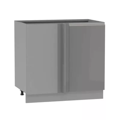 Bővített sarokszekrény ADAMA szigethez - szélesség 105 cm, fényes szürke/szürke, 10 cm lábak, bal oldali