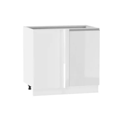 Bővített sarokszekrény ADAMA szigethez - szélesség 105 cm, fényes fehér / fehér, 10 cm lábak, bal oldali