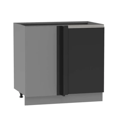 Bővített sarokszekrény ADAMA szigethez - szélesség 105 cm, fekete / szürke, 10 cm lábak, bal oldali
