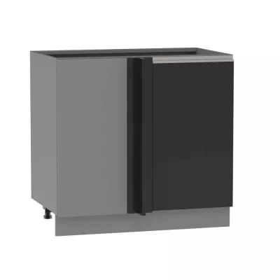 Bővített sarokszekrény ADAMA szigethez - szélesség 105 cm, fekete / szürke, 10 cm lábak, bal oldali