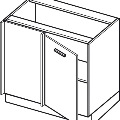 Bővített sarokszekrény ADAMA szigethez - szélesség 105 cm, craft tölgy arany / fehér, 15 cm-es lábak, bal oldali