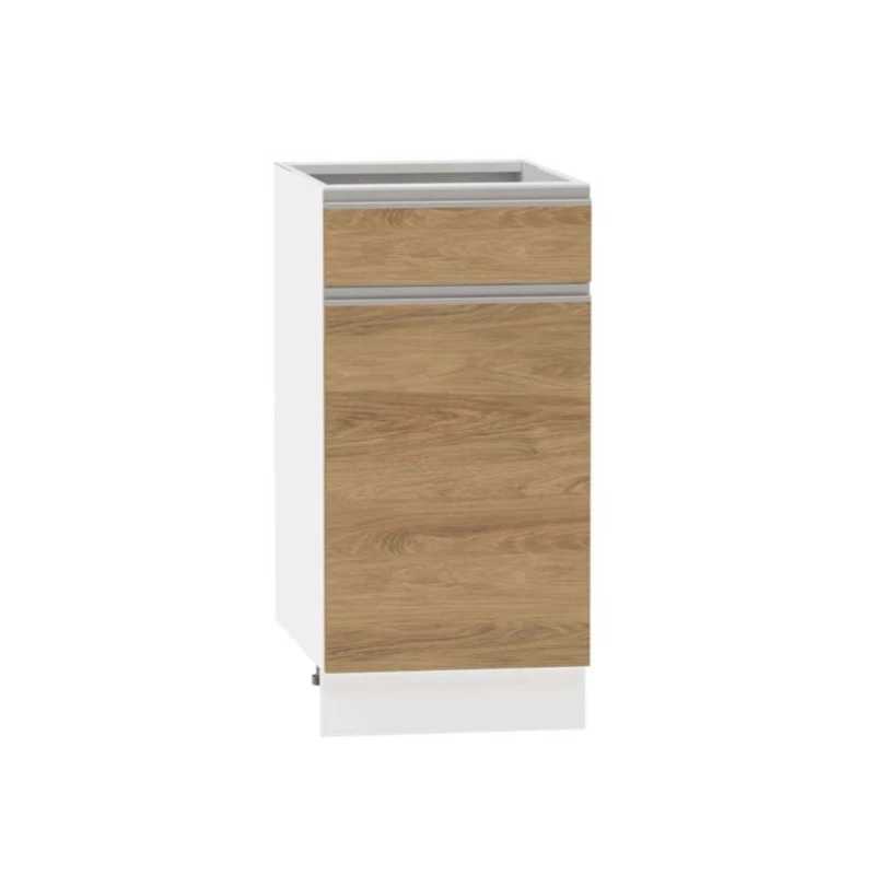 Kombinált alsószekrény ADAMA - szélesség 40 cm, hickory natúr / fehér, 10 cm lábak