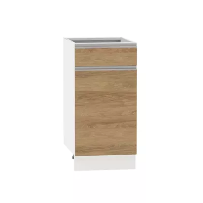 Kombinált alsószekrény ADAMA - szélesség 40 cm, hickory natúr / fehér, 10 cm lábak