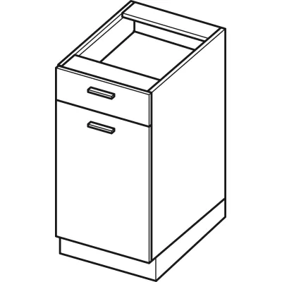 Kombinált alsószekrény ADAMA - szélesség 40 cm, világos műbeton / szürke, 10 cm lábak