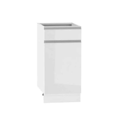 Kombinált alsószekrény ADAMA - szélesség 40 cm, fényes fehér / fehér, lábak 15 cm