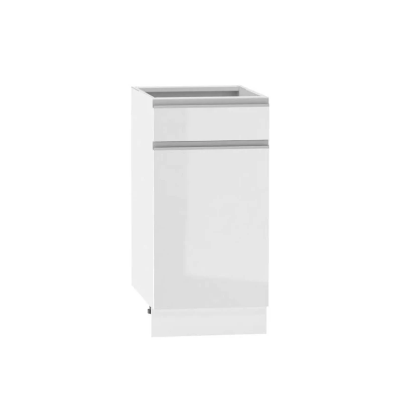 Kombinált alsószekrény ADAMA - szélesség 40 cm, fényes fehér / fehér, lábak 15 cm