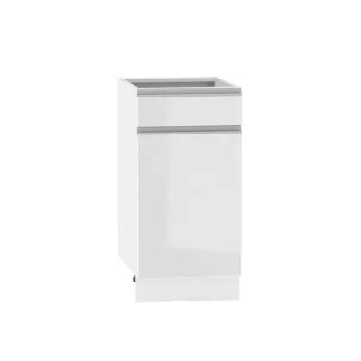 Kombinált alsószekrény ADAMA - szélesség 40 cm, fényes fehér / fehér, lábak 15 cm