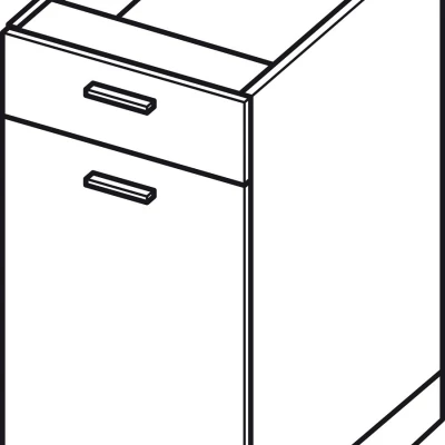Kombinált alsószekrény ADAMA - szélesség 40 cm, fekete / szürke, lábak 15 cm