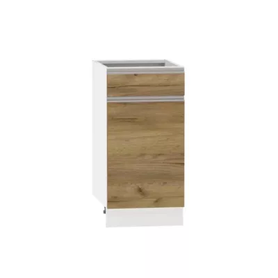 Kombinált alsószekrény ADAMA - szélesség 40 cm, arany/fehér artisan tölgyfa, 15 cm-es lábak