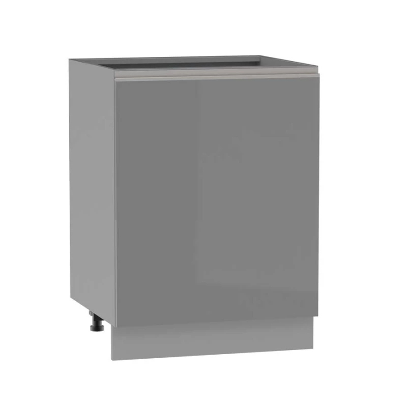 ADAMA szigetszekrény - szélesség 60 cm, fényes szürke/szürke, 10 cm lábak