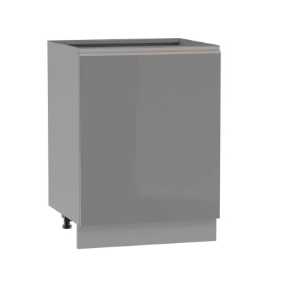 ADAMA szigetszekrény - szélesség 60 cm, fényes szürke/szürke, lábak 15 cm