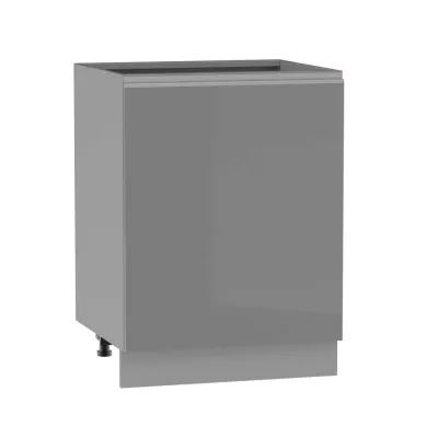 ADAMA szigetszekrény - szélesség 60 cm, fényes szürke/szürke, lábak 15 cm