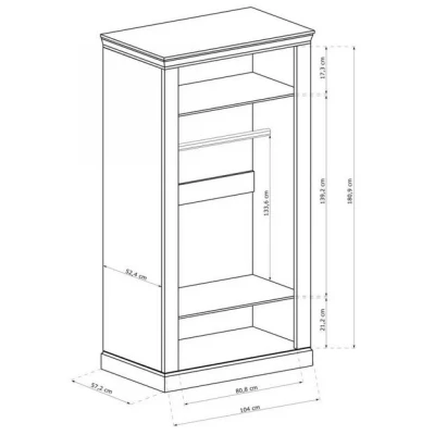 Kétajtós AILISH ruhásszekrény - szélesség 107 cm, kraft arany tölgyfa