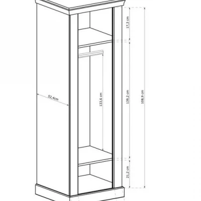 AILISH egyajtós gardróbszekrény - szélesség 67 cm, arany kraft tölgyfa