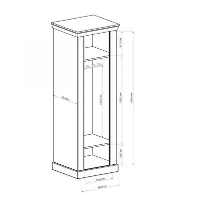 AILISH egyajtós gardróbszekrény - szélesség 67 cm, arany kraft tölgyfa