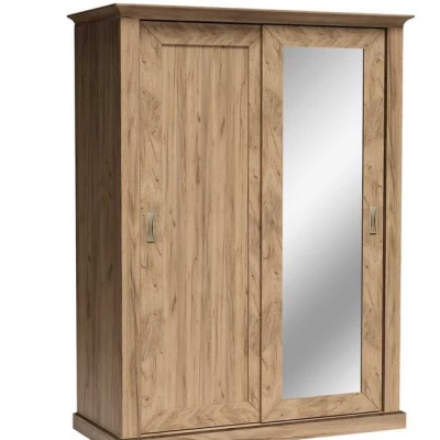 Kétajtós AILISH ruhásszekrény - szélesség 146 cm, arany kraft tölgyfa