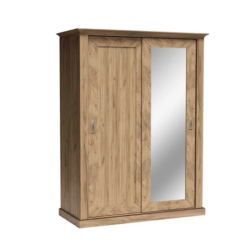 Kétajtós AILISH ruhásszekrény - szélesség 146 cm, arany kraft tölgyfa