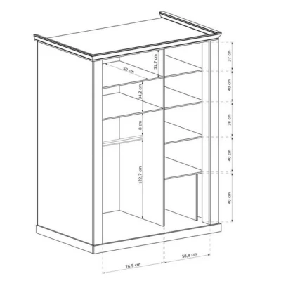 Kétajtós AILISH ruhásszekrény - szélesség 146 cm, arany kraft tölgyfa