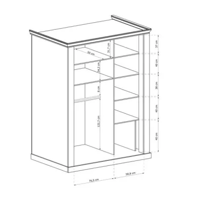 Kétajtós AILISH ruhásszekrény - szélesség 146 cm, arany kraft tölgyfa