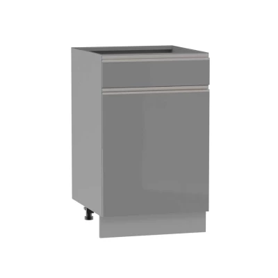 Kombinált alsószekrény ADAMA - szélesség 50 cm, fényes szürke/szürke, 10 cm lábak