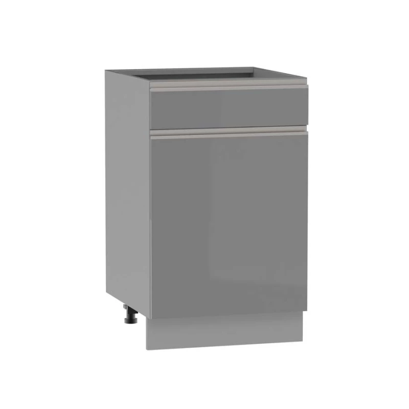 Kombinált alsószekrény ADAMA - szélesség 50 cm, fényes szürke/szürke, 10 cm lábak