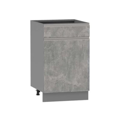 Kombinált alsószekrény ADAMA - szélesség 50 cm, világos műbeton / szürke, 15 cm-es lábak