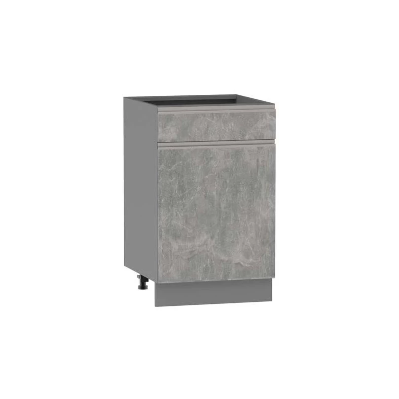Kombinált alsószekrény ADAMA - szélesség 50 cm, világos műbeton / szürke, 15 cm-es lábak