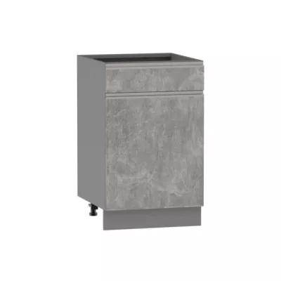 Kombinált alsószekrény ADAMA - szélesség 50 cm, világos műbeton / szürke, 15 cm-es lábak