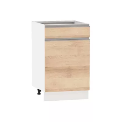 Kombinált alsószekrény ADAMA - szélesség 50 cm, artisan bükk / fehér, 15 cm lábak