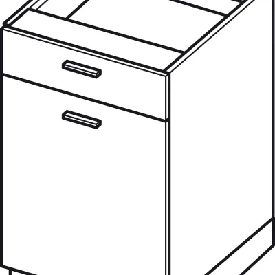 Kombinált alsószekrény ADAMA - szélesség 50 cm, craft tölgy arany / fehér, lábak 10 cm