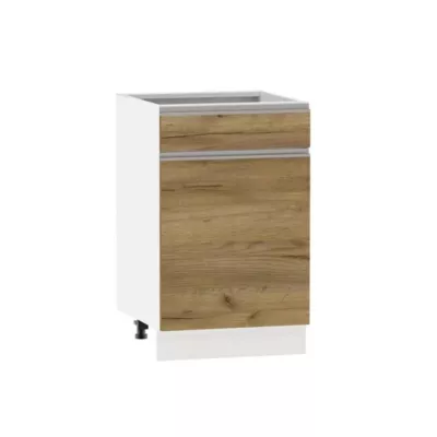 Kombinált alsószekrény ADAMA - szélesség 50 cm, craft tölgy arany / fehér, lábak 15 cm