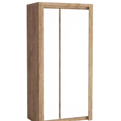 DORITH kétajtós gardróbszekrény - szélesség 98 cm, bordázott tölgy / fehér