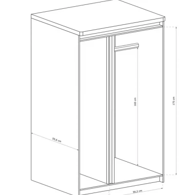 DORITH kétajtós gardróbszekrény - szélesség 98 cm, bordázott tölgy / fehér
