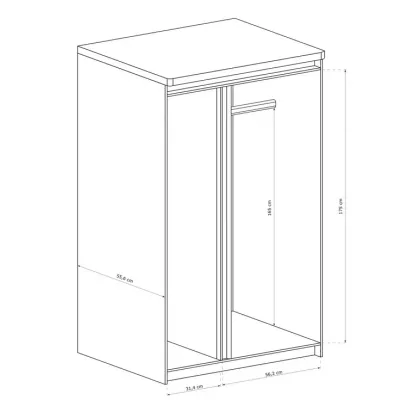 DORITH kétajtós gardróbszekrény - szélesség 98 cm, bordázott tölgy / fehér