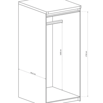 DORITH egyajtós gardróbszekrény - szélesség 73 cm, bordázott tölgy / fehér