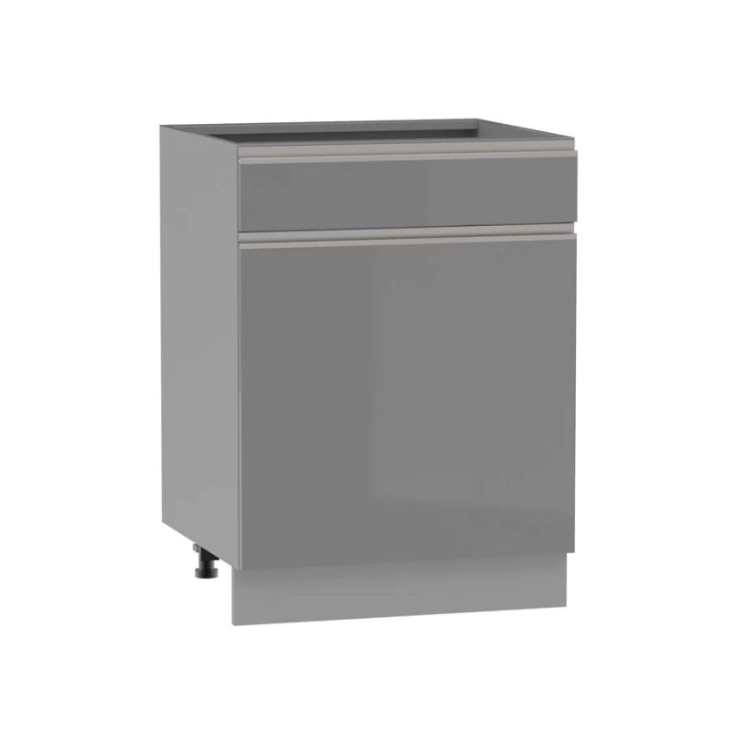 Kombinált alsószekrény ADAMA - szélesség 60 cm, fényes szürke/szürke, lábak 15 cm