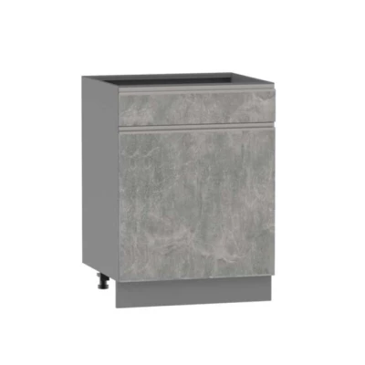Kombinált alsószekrény ADAMA - szélesség 60 cm, világos műbeton / szürke, 15 cm-es lábak