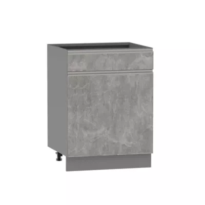 Kombinált alsószekrény ADAMA - szélesség 60 cm, világos műbeton / szürke, 15 cm-es lábak