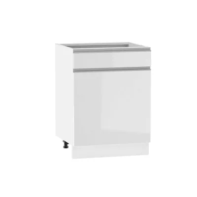 Kombinált alsószekrény ADAMA - szélesség 60 cm, fényes fehér / fehér, 10 cm lábak
