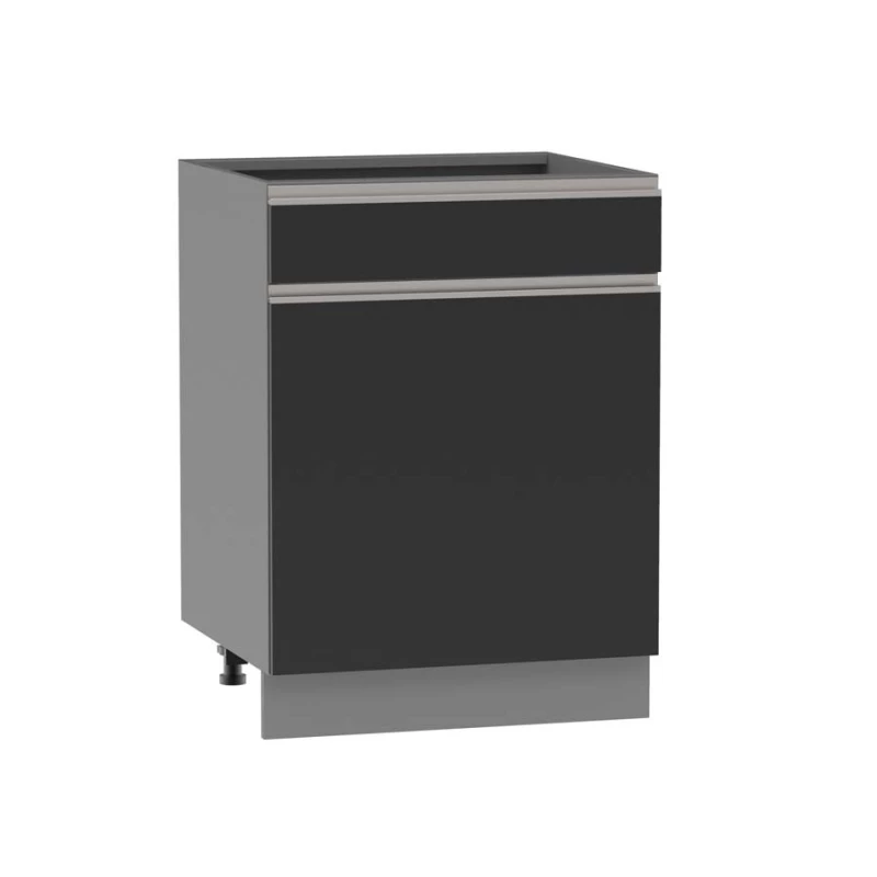 Kombinált alsószekrény ADAMA - szélesség 60 cm, fekete / szürke, lábak 10 cm