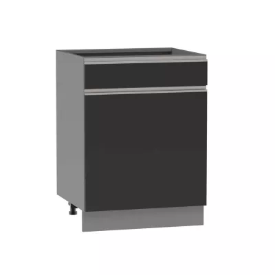 Kombinált alsószekrény ADAMA - szélesség 60 cm, fekete / szürke, lábak 10 cm
