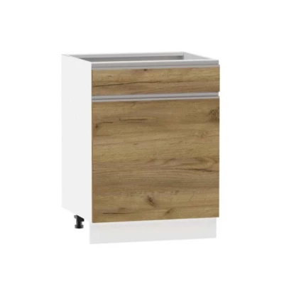 Kombinált alsószekrény ADAMA - szélesség 60 cm, craft tölgy arany / fehér, lábak 10 cm