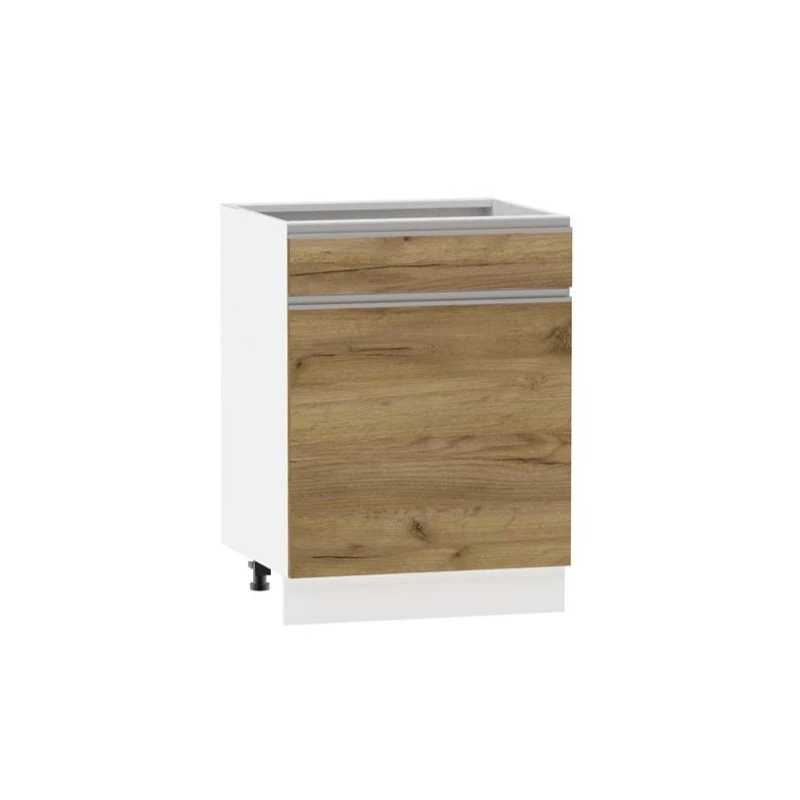 Kombinált alsószekrény ADAMA - szélesség 60 cm, craft tölgy arany / fehér, lábak 15 cm