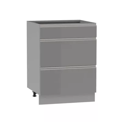 Alsó szekrény fiókokkal ADAMA - szélesség 60 cm, fényes szürke / szürke, lábak 15 cm
