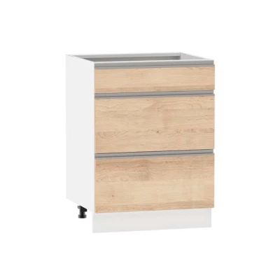 Alsó szekrény fiókokkal ADAMA - szélesség 60 cm, artisan bükk / fehér, lábak 10 cm