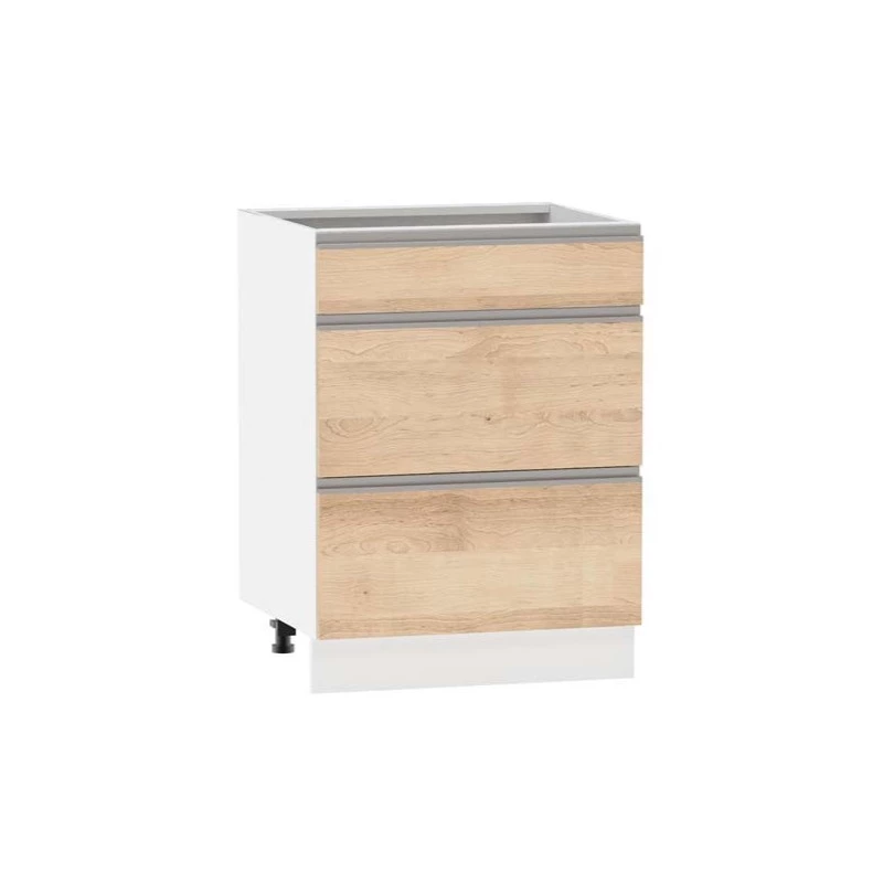 Alsó szekrény fiókokkal ADAMA - szélesség 60 cm, artisan bükk / fehér, lábak 10 cm