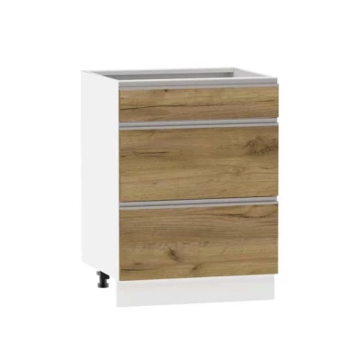 Alsó szekrény fiókokkal ADAMA - szélesség 60 cm, craft tölgy arany / fehér, lábak 10 cm