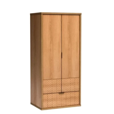 Kétajtós, fiókos szekrény DELA - szélesség 158 cm, karamell tölgyfa