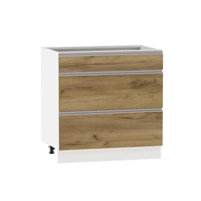 Alsó szekrény fiókokkal ADAMA - szélesség 80 cm, craft tölgy arany / fehér, lábak 15 cm