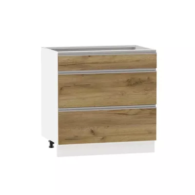 Alsó szekrény fiókokkal ADAMA - szélesség 80 cm, craft tölgy arany / fehér, lábak 15 cm